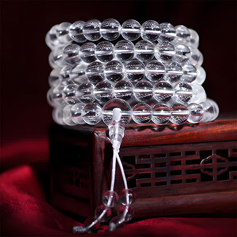Nimara Ritual 108 Clear Quartz Beads Protection Mala
