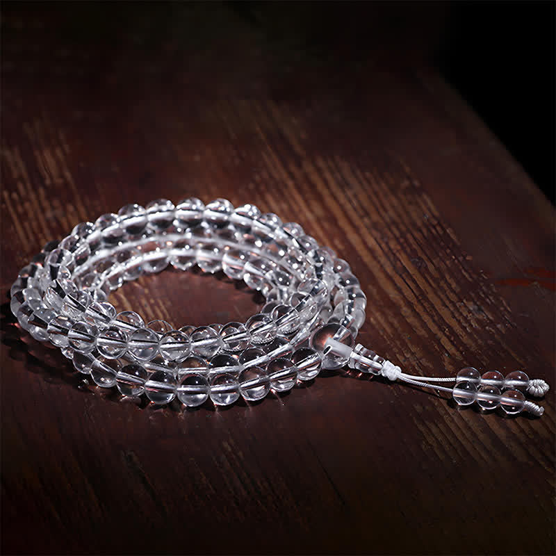 Nimara Ritual 108 Clear Quartz Beads Protection Mala