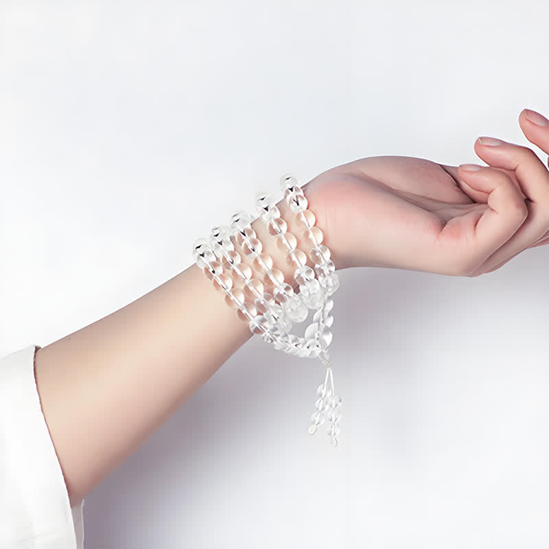 Nimara Ritual 108 Clear Quartz Beads Protection Mala