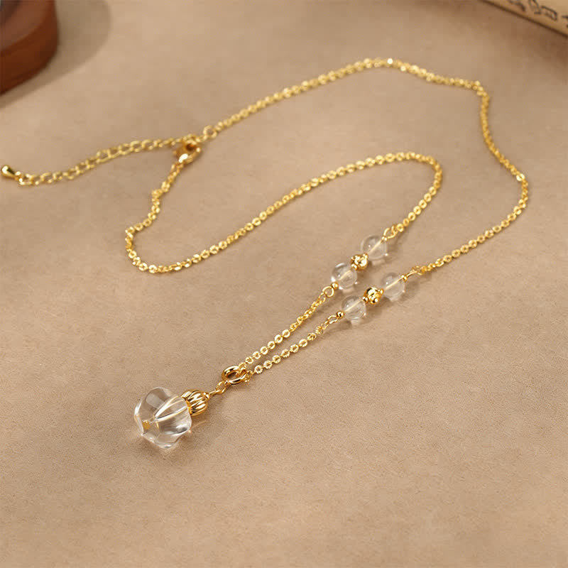 Nimara Ritual Natural Clear Quartz Copper Coin Healing Necklace