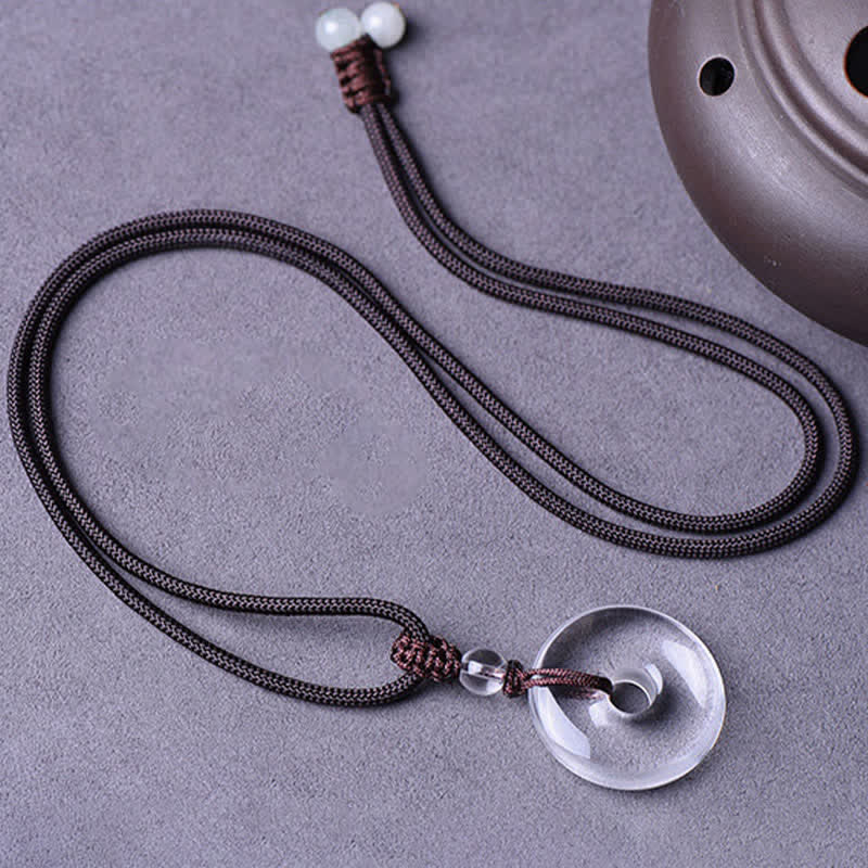 Nimara Ritual Natural Clear Quartz Peace Buckle Protection Rope Necklace