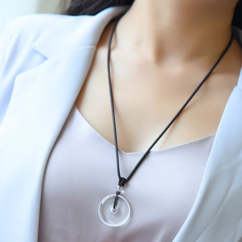 Nimara Ritual Natural Clear Quartz Peace Buckle Protection Rope Necklace