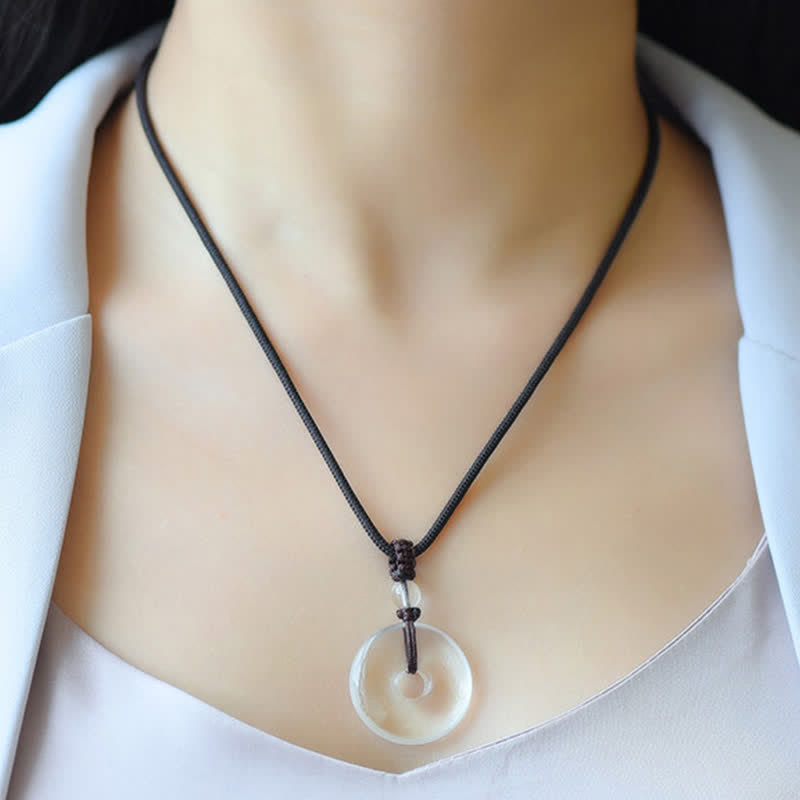Nimara Ritual Natural Clear Quartz Peace Buckle Protection Rope Necklace