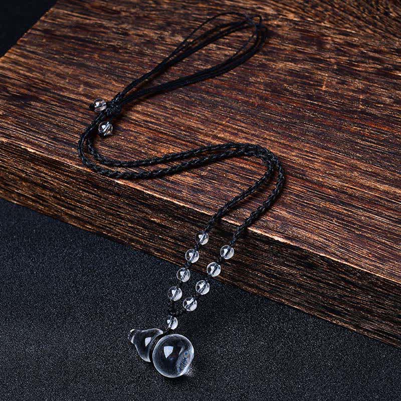 Nimara Ritual Natural Clear Quartz Gourd Protection Beads Rope Necklace