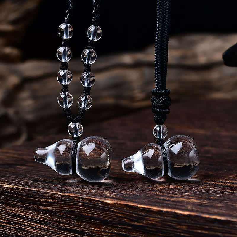 Nimara Ritual Natural Clear Quartz Gourd Protection Beads Rope Necklace