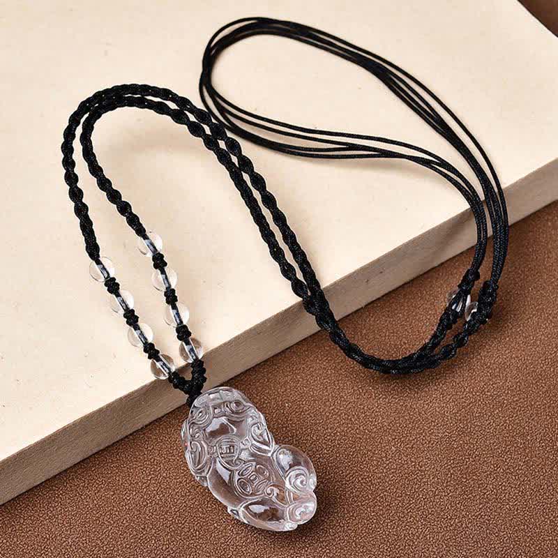Nimara Ritual Natural Clear Quartz Pixiu Clarity Beads Rope Necklace