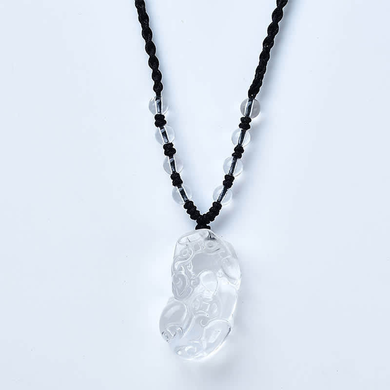 Nimara Ritual Natural Clear Quartz Pixiu Clarity Beads Rope Necklace