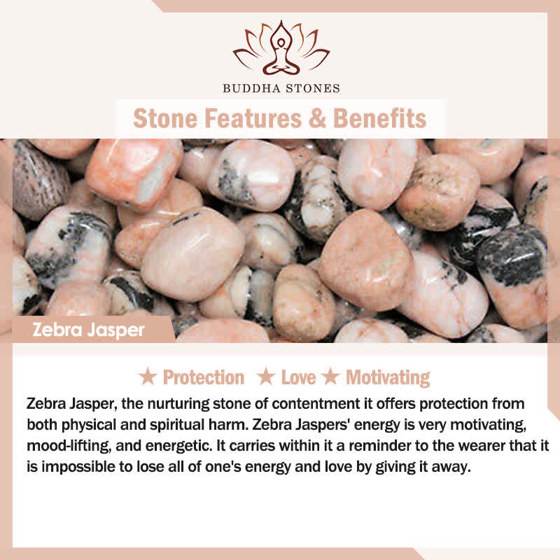 New Beginning and Motivating 3Pcs Zebra Jasper Lotus Enlightenment Beaded Bracelet