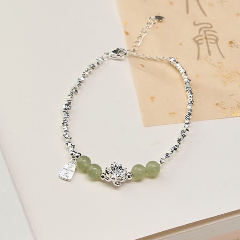 Nimara Ritual Joy Happiness Charm Lotus Jade Bead Copper Abundance Bracelet