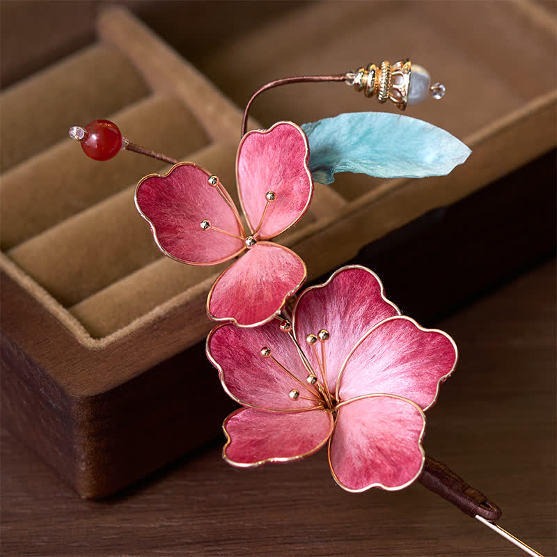 Nimara Ritual Handcrafted Silk Art Velvet Flower Red Flower Brooch