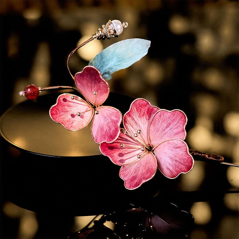 Nimara Ritual Handcrafted Silk Art Velvet Flower Red Flower Brooch