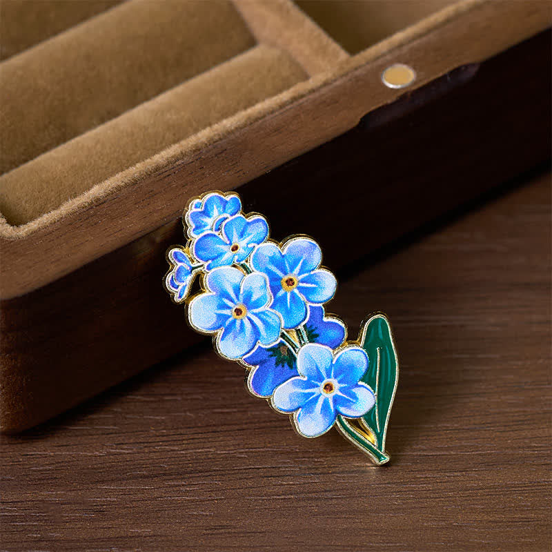 Nimara Ritual Small Forget-Me-Not Corn Poppy Lily of the Valley Hydrangea Lupine Copper Brooch