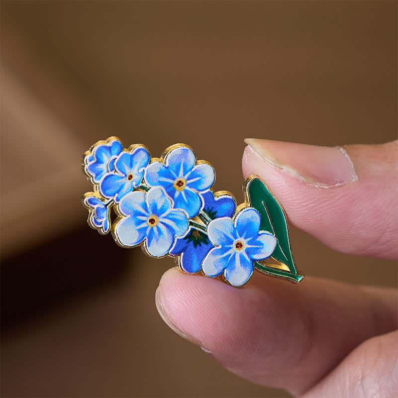 Nimara Ritual Small Forget-Me-Not Corn Poppy Lily of the Valley Hydrangea Lupine Copper Brooch