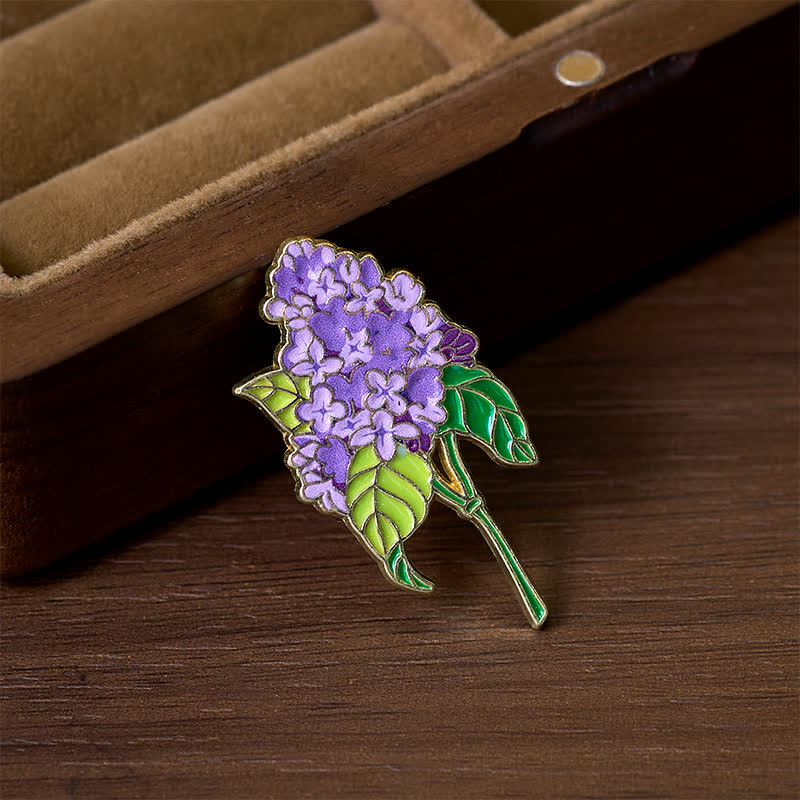 Nimara Ritual Small Forget-Me-Not Corn Poppy Lily of the Valley Hydrangea Lupine Copper Brooch