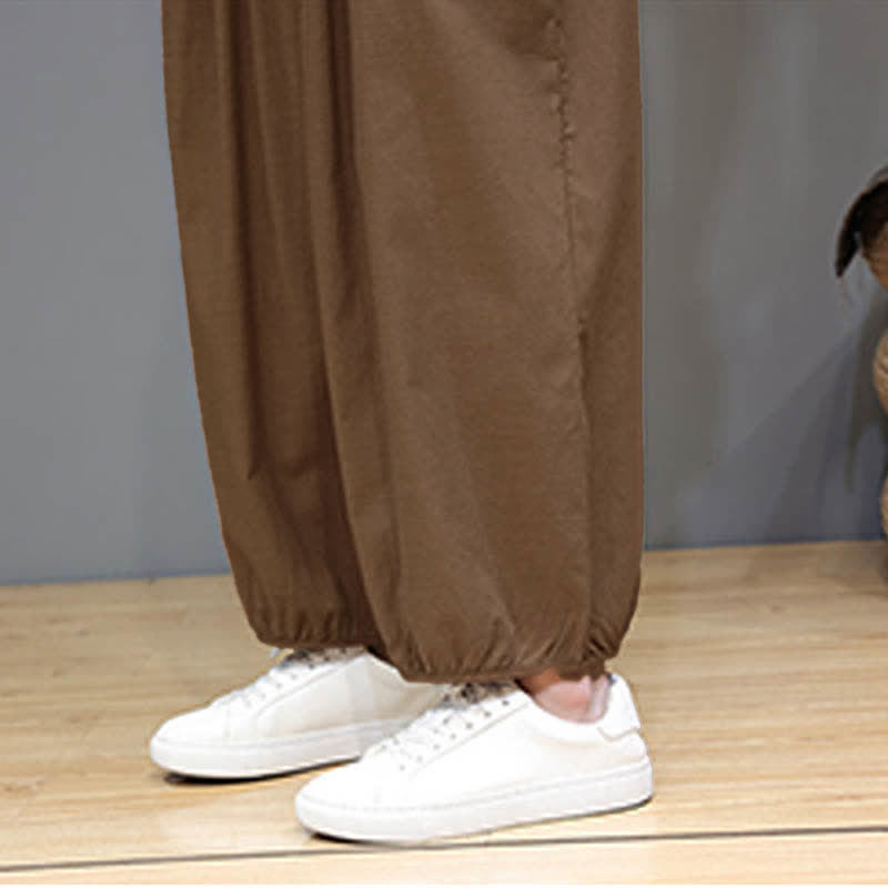 Nimara Ritual Summer Zen Elastic Waist Cuff Men's Cropped Harem Pants With Pockets