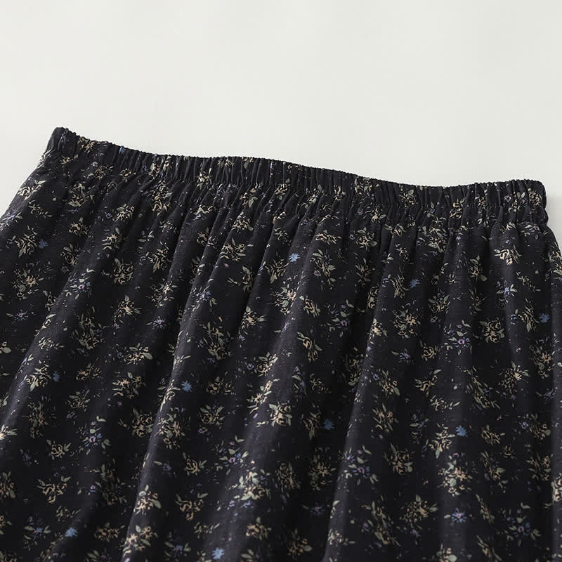 Nimara Ritual Floral Elastic Waist Ruffle Hem Women's Skirt