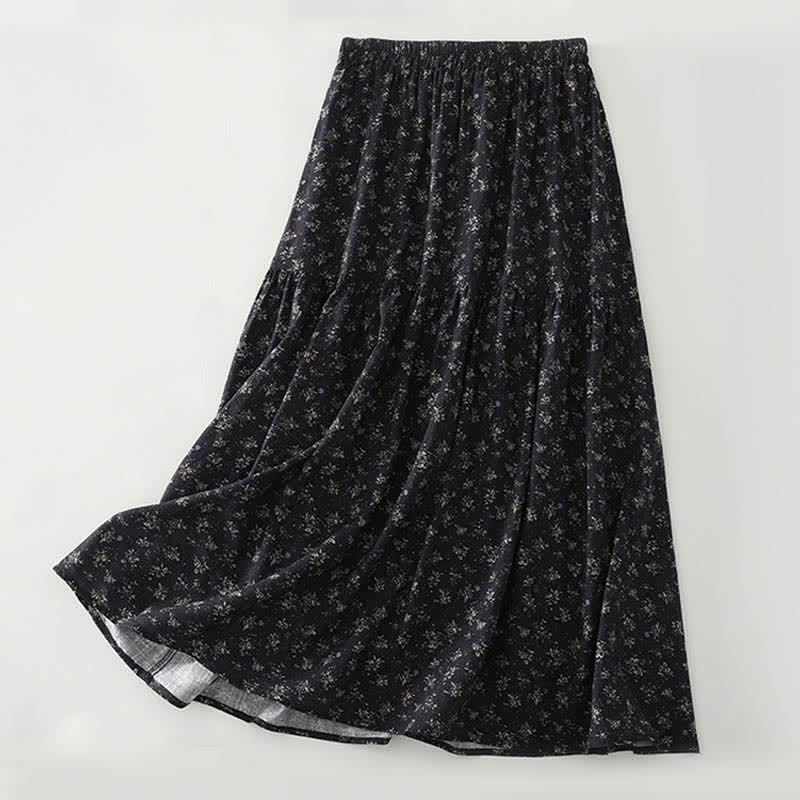 Nimara Ritual Floral Elastic Waist Ruffle Hem Women's Skirt