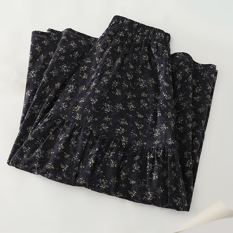 Nimara Ritual Floral Elastic Waist Ruffle Hem Women's Skirt