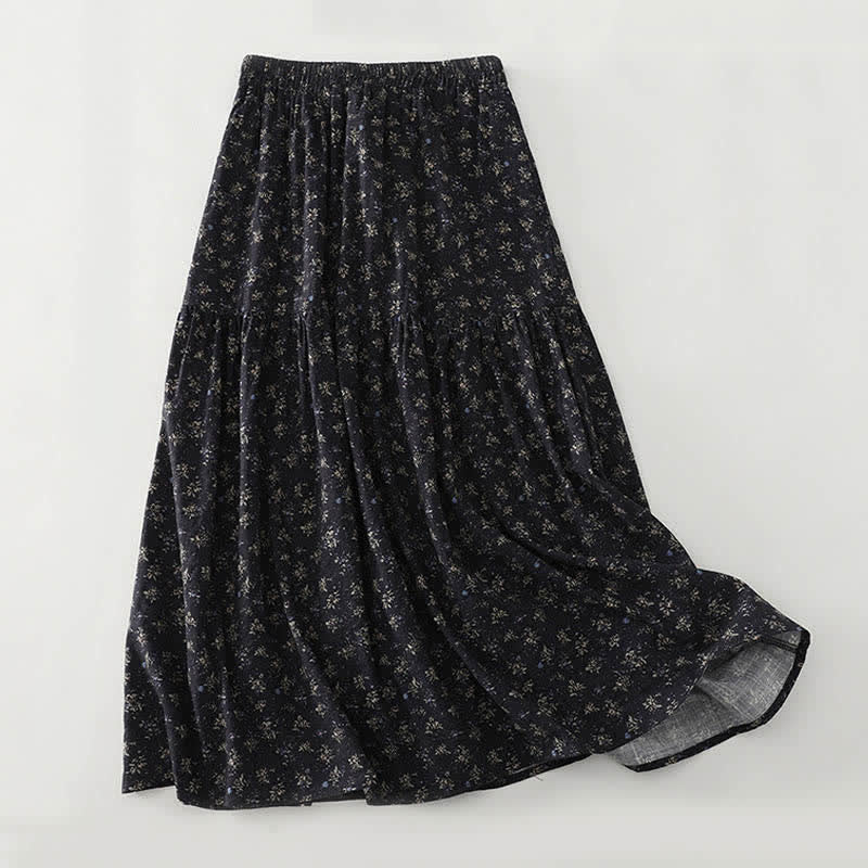 Nimara Ritual Floral Elastic Waist Ruffle Hem Women's Skirt