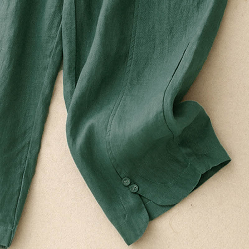 Nimara Ritual Summer Linen Women's Tapered Pants With Pockets