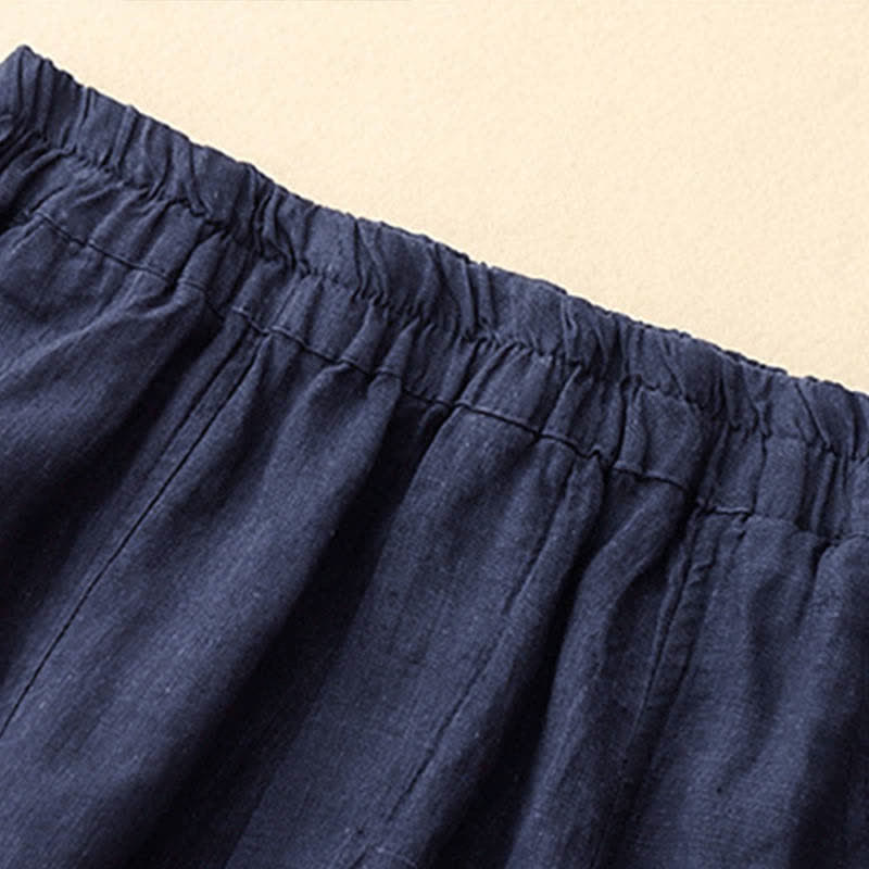 Nimara Ritual Summer Linen Women's Tapered Pants With Pockets