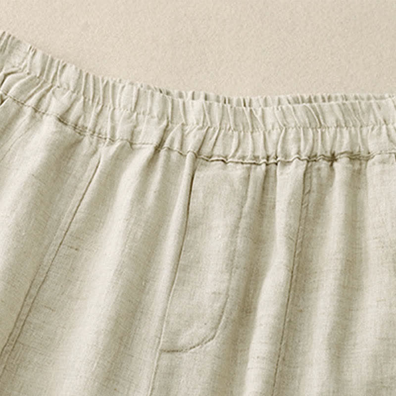 Nimara Ritual Summer Linen Women's Tapered Pants With Pockets