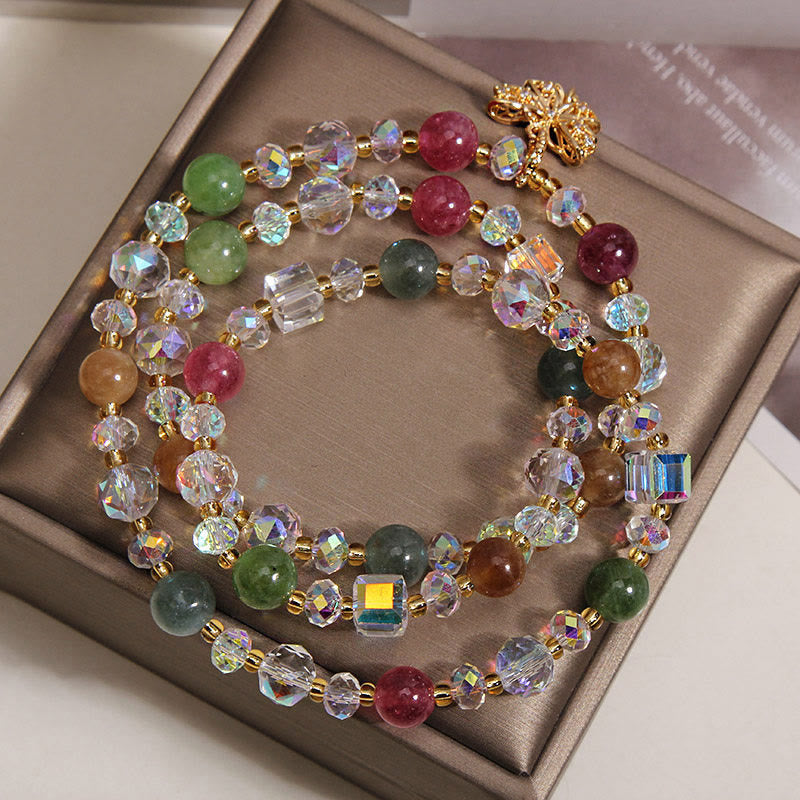 Nimara Ritual Colorful Tourmaline Butterfly Wisdom Triple Wrap Bracelet