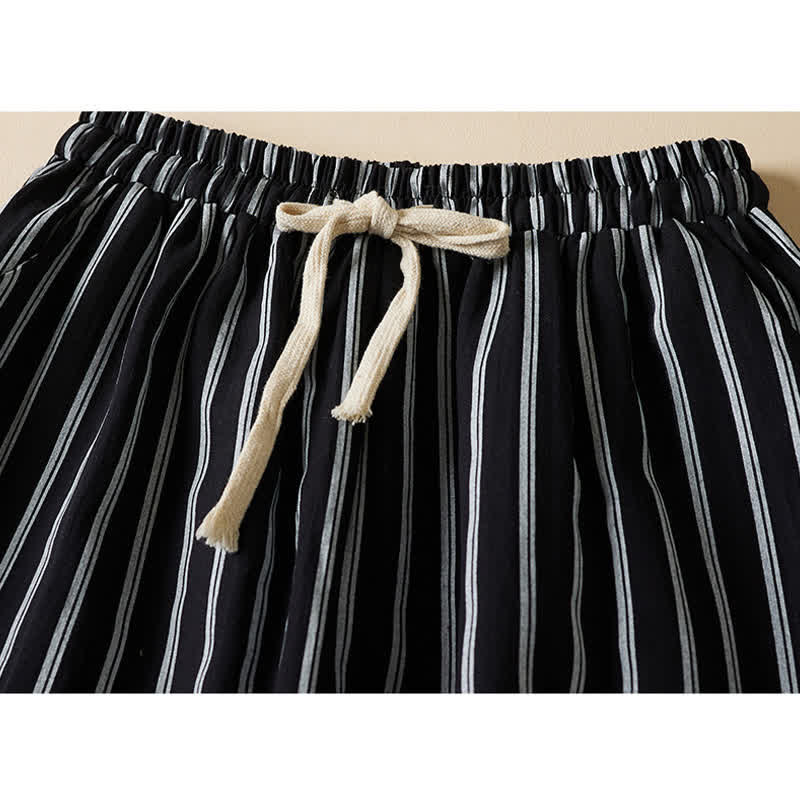 Nimara Ritual Spring Elastic Waist Solid Women's Cropped Wide Leg Pants With Pockets