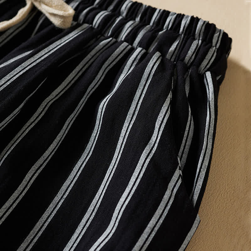 Nimara Ritual Spring Elastic Waist Solid Women's Cropped Wide Leg Pants With Pockets