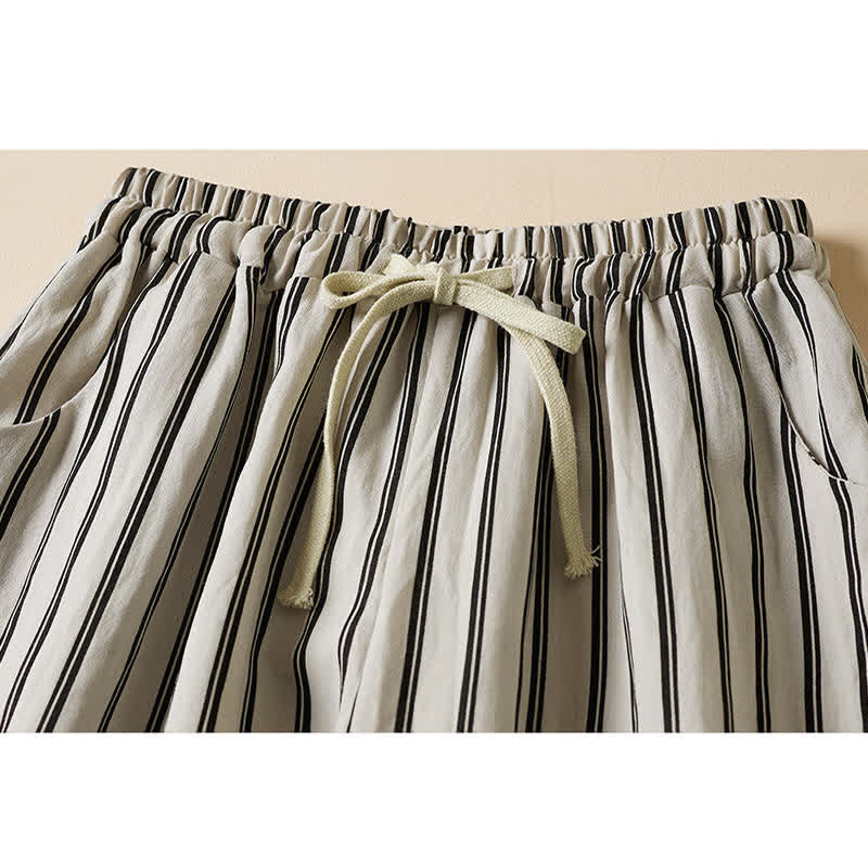 Nimara Ritual Spring Elastic Waist Solid Women's Cropped Wide Leg Pants With Pockets