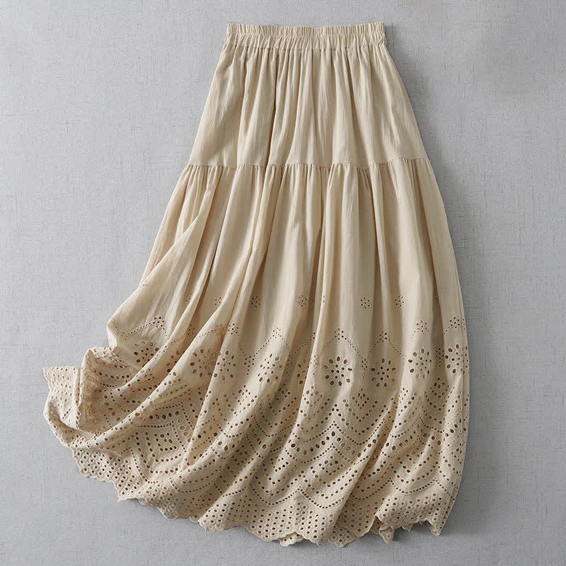 Nimara Ritual Summer Boho Hollow Hem Design Solid Women's Skirts