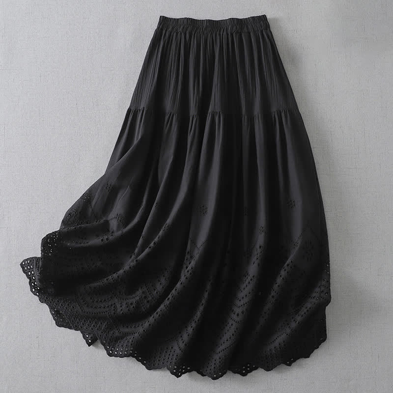 Nimara Ritual Summer Boho Hollow Hem Design Solid Women's Skirts