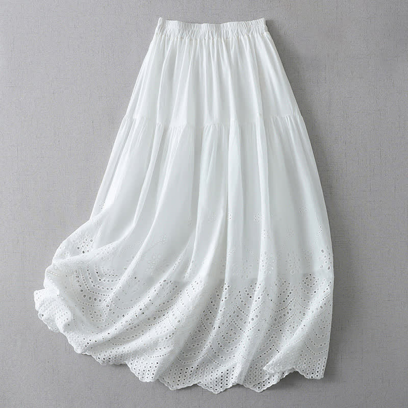 Nimara Ritual Summer Boho Hollow Hem Design Solid Women's Skirts