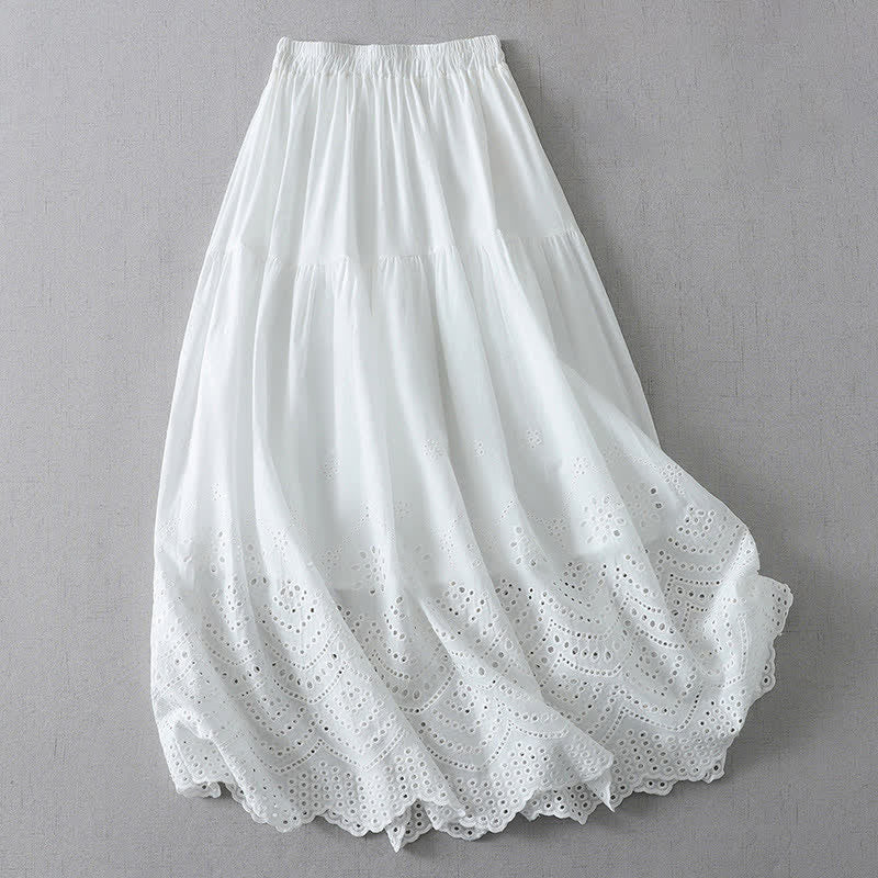 Nimara Ritual Summer Boho Hollow Hem Design Solid Women's Skirts