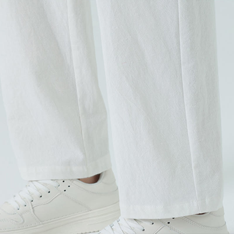 Nimara Ritual Summer Cotton Minimalist Elastic Waist Men's Straight Pants With Pockets