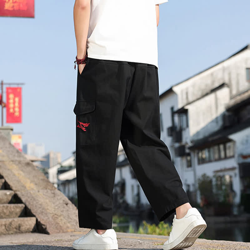 Nimara Ritual Summer Casual Drawstring Embroidery Men's Harem Pants With Pockets