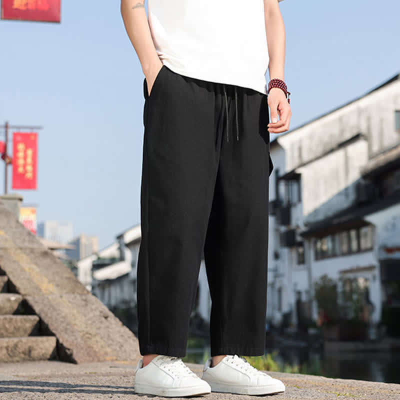 Nimara Ritual Summer Casual Drawstring Embroidery Men's Harem Pants With Pockets