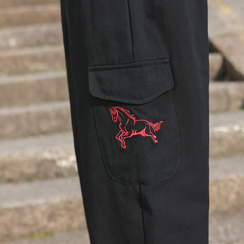 Nimara Ritual Summer Casual Drawstring Embroidery Men's Harem Pants With Pockets