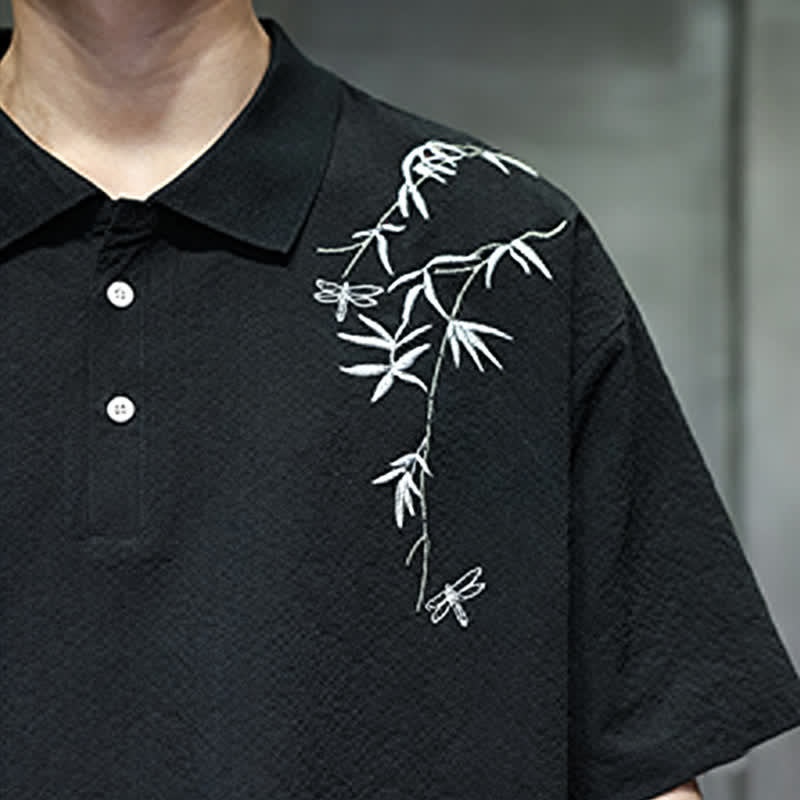 Nimara Ritual Summer Casual Embroidery Solid Men's Short Sleeve Shirts