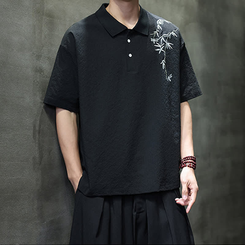 Nimara Ritual Summer Casual Embroidery Solid Men's Short Sleeve Shirts