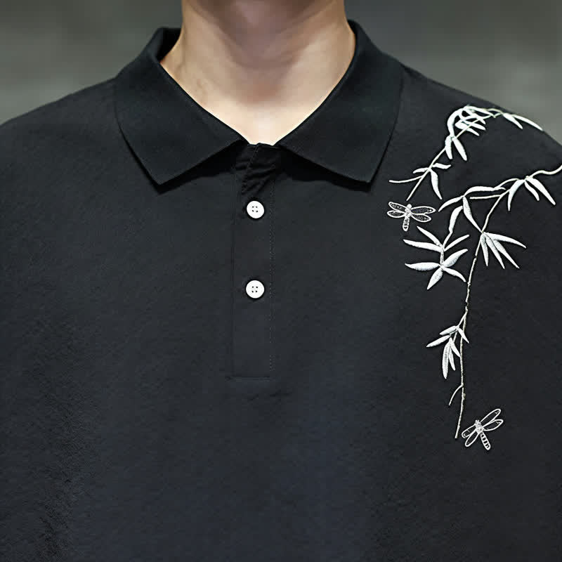 Nimara Ritual Summer Casual Embroidery Solid Men's Short Sleeve Shirts