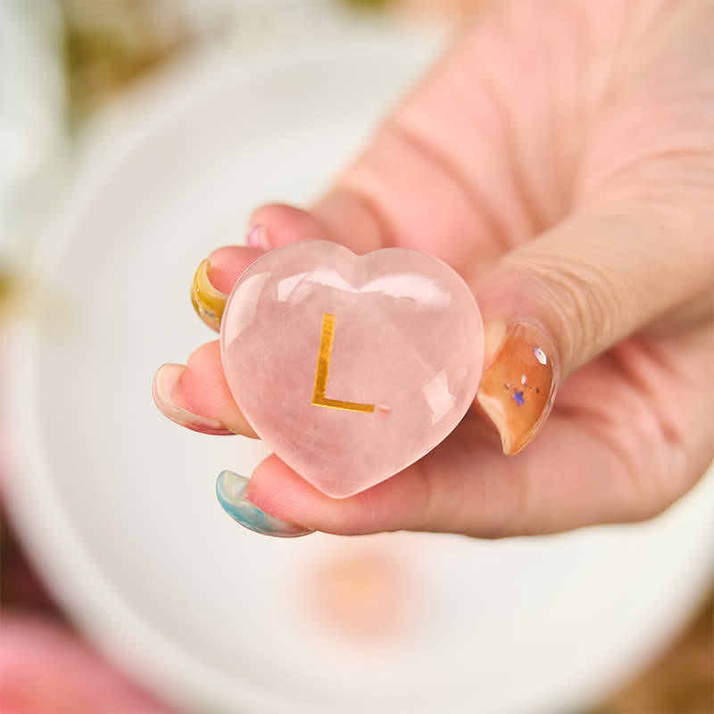 Nimara Ritual 4Pcs Love & Comfort Heart Pattern Natural Rose Quartz Healing Crystal Stone Decor