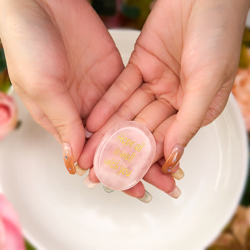 Nimara Ritual Hope All Is Well With You Natural Rose Quartz Palm Stone Compassion Crystal Decor