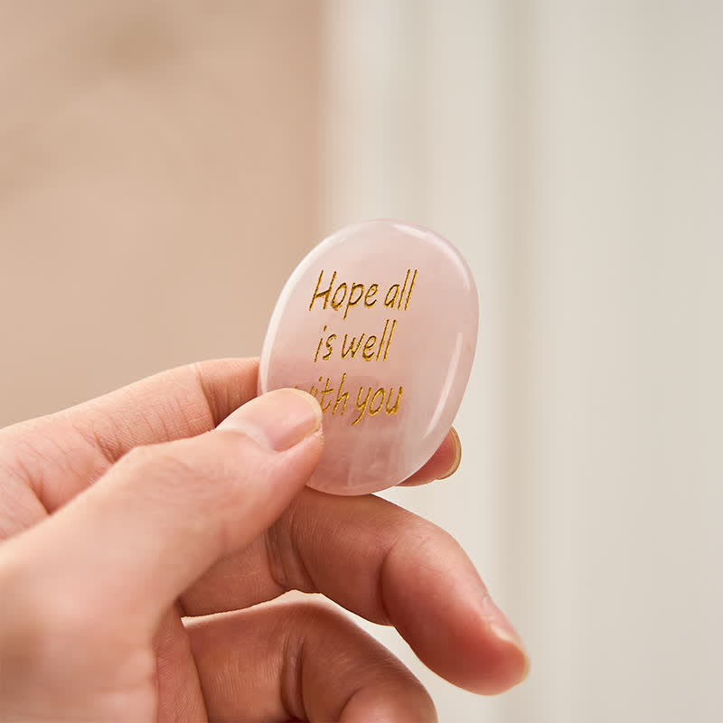 Nimara Ritual Hope All Is Well With You Natural Rose Quartz Palm Stone Compassion Crystal Decor