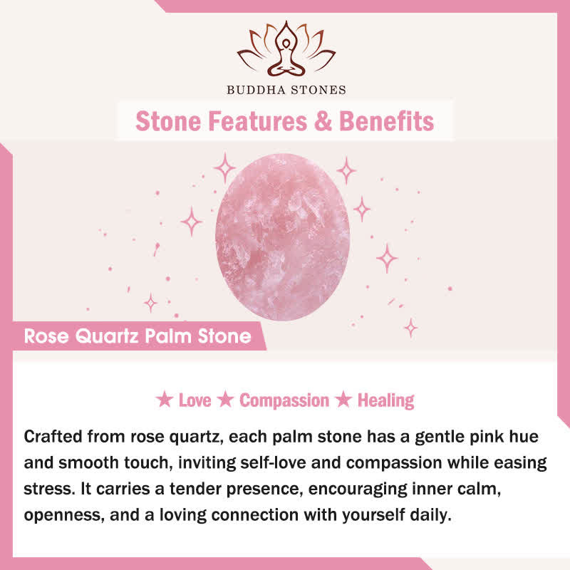Nimara Ritual Hope All Is Well With You Natural Rose Quartz Palm Stone Compassion Crystal Decor