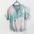 Nimara Ritual Cotton Mandala Floral Emblem Men's Short Sleeve Half Button Shirt