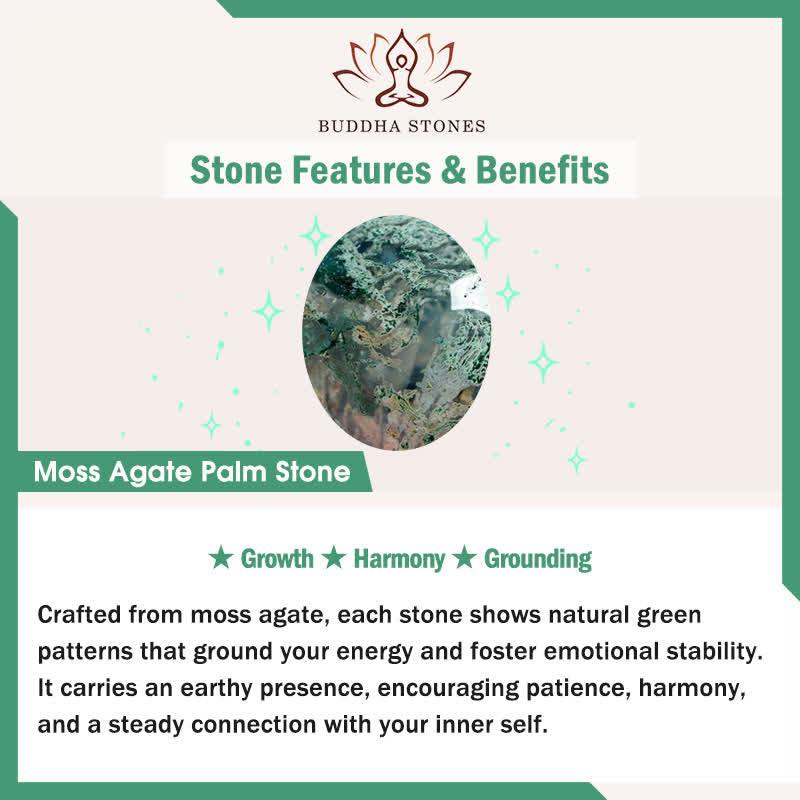 Nimara Ritual Hope All Is Well With You Natural Moss Agate Palm Stone Growth Crystal Decor