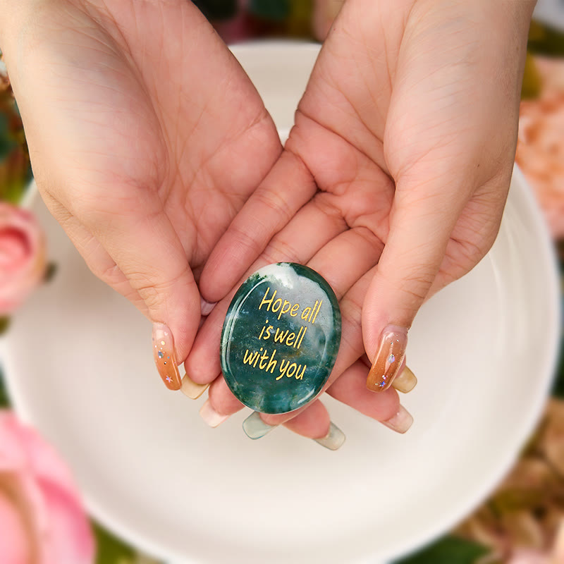 Nimara Ritual Hope All Is Well With You Natural Moss Agate Palm Stone Growth Crystal Decor