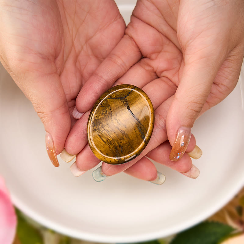 Nimara Ritual Confidence & Focus Natural Small Tiger's Eye Worry Stone Crystal Decor 3.5*4.5cm