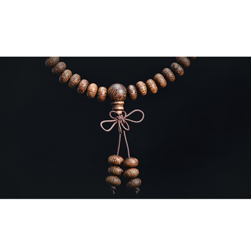 Calm Energy 108 Textured Wood Beads Mala